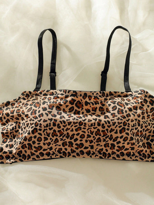 Set de lenceria bandeau con estampado de leopardo