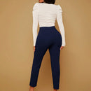 SXY Pantalones ajustados unicolor de talle alto