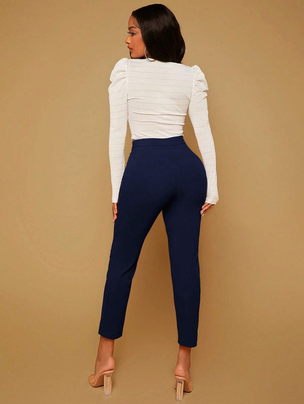 SXY Pantalones ajustados unicolor de talle alto
