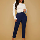 SXY Pantalones ajustados unicolor de talle alto