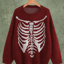 ROMWE Goth Jersey con patron de esqueleto de hombros caidos