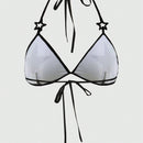 Be Kind and Love Yourself Sujetador con estampado de estrella unido en contraste halter