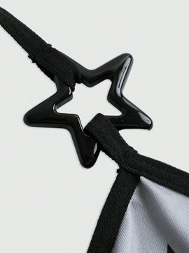 Be Kind and Love Yourself Sujetador con estampado de estrella unido en contraste halter
