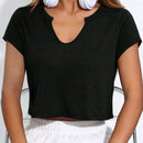 EZwear Camiseta crop de cuello notch