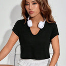 EZwear Camiseta crop de cuello notch