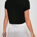 EZwear Camiseta crop de cuello notch
