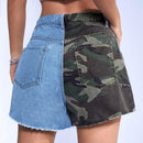 ICON Shorts en mezclilla con estampado de camuflaje bajo crudo