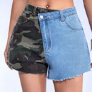 ICON Shorts en mezclilla con estampado de camuflaje bajo crudo