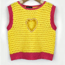 EZwear Chaleco de punto con patron de corazon con abertura ribete en contraste