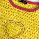 EZwear Chaleco de punto con patron de corazon con abertura ribete en contraste
