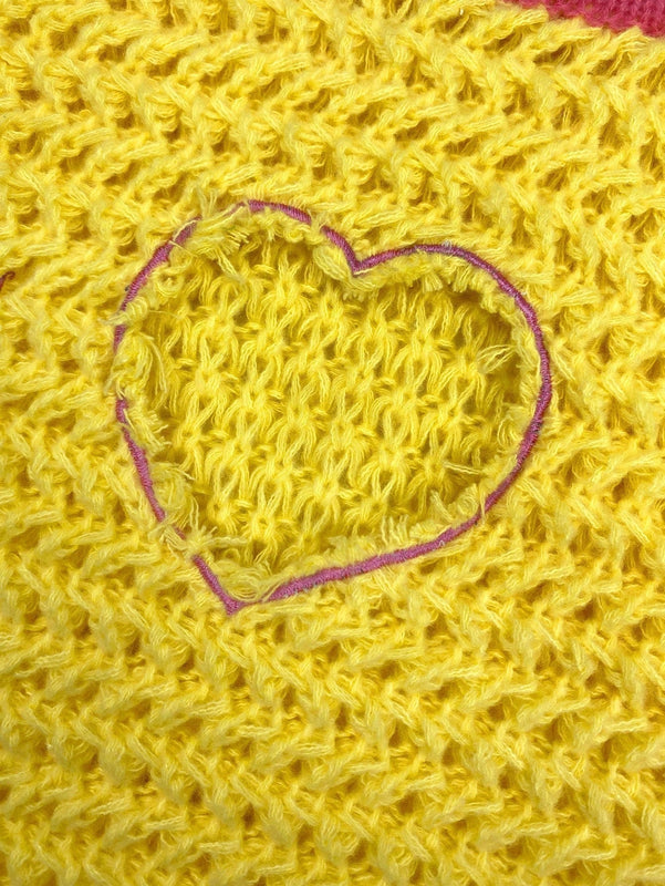 EZwear Chaleco de punto con patron de corazon con abertura ribete en contraste
