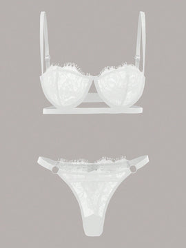 Set de lenceria con tanga neon con encaje floral con aro O con aro