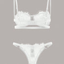 Set de lenceria con tanga neon con encaje floral con aro O con aro