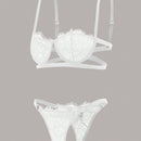 Set de lenceria con tanga neon con encaje floral con aro O con aro