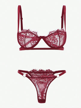 Conjunto De 2 Piezas De Ropa Interior De Encaje Para Mujeres (con Varilla)