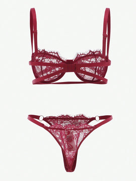 Conjunto De 2 Piezas De Ropa Interior De Encaje Para Mujeres (con Varilla)