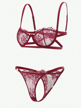 Conjunto De 2 Piezas De Ropa Interior De Encaje Para Mujeres (con Varilla)