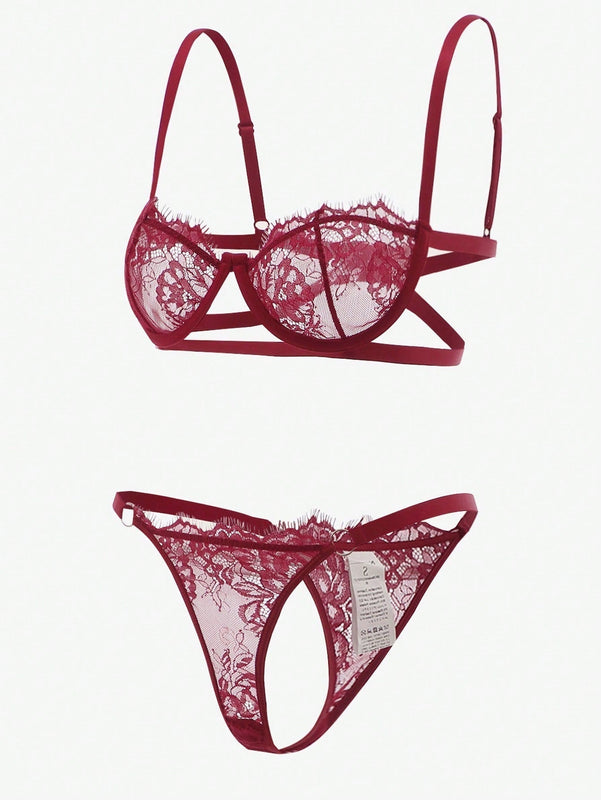 Conjunto De 2 Piezas De Ropa Interior De Encaje Para Mujeres (con Varilla)