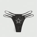 ROMWE Kawaii Tanga Con Diseno Recortado De Estrella Con Incrustaciones De Pedreria