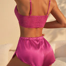 con encaje en contraste Brasier & Set bragas