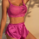 con encaje en contraste Brasier & Set bragas