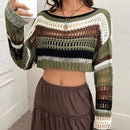 EZwear Jersey crop con patron de rayas de hombros caidos