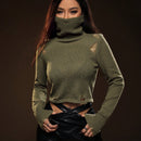 ICON Jersey cuello alto desgarro