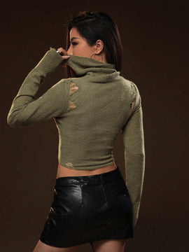 ICON Jersey cuello alto desgarro