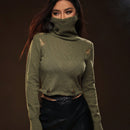 ICON Jersey cuello alto desgarro