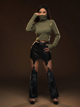 ICON Jersey cuello alto desgarro