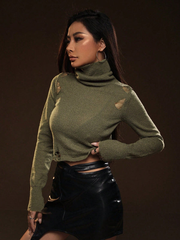ICON Jersey cuello alto desgarro