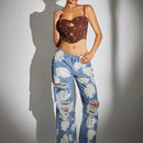 BAE Jeans desgarro de pierna ancha de tie dye