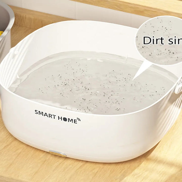 Canasta de Limpieza de Frutas y Verduras con Tecnología SmartHome Soundwave - Esterilizador de Cocina Inalámbrico para Productos Frescos, Purificador de Alimentos a Pilas, 36V o Menos, Material PP, Blanco