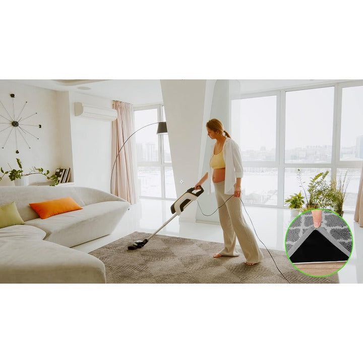 8pcs Rabenda Agarraderas Triangulares para Alfombras - Antideslizantes, Almohadillas Adhesivas de Doble Cara para Alfombras de Área, Fáciles de Aplicar y Quitar, Lavables, Mantienen las Esquinas Planas en Suelos de Madera y Azulejos - Ideales para Dormit