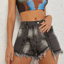 Haute Shorts Asimetricos De Mezclilla Con Borde Deshilachado