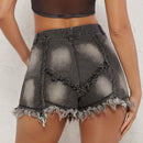 Haute Shorts Asimetricos De Mezclilla Con Borde Deshilachado