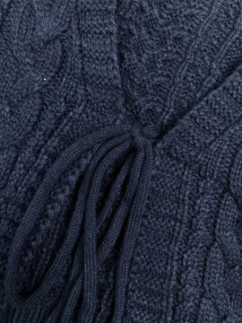 Moosta cardigan informal de manga de globo con nudo delantero de unicolor para otono/invierno