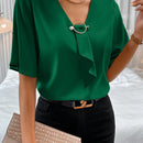 Prive Anillo unicolor vinculado ribete con fruncido Blusa