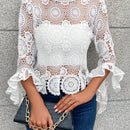 Essnce Blusa con encaje de manga con volante
