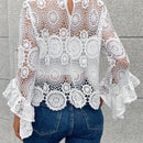 Essnce Blusa con encaje de manga con volante