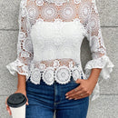 Essnce Blusa con encaje de manga con volante