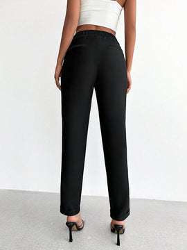 Petite pantalones de cintura con cordon con bolsillo oblicuo