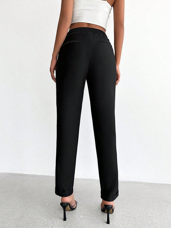 Petite pantalones de cintura con cordon con bolsillo oblicuo