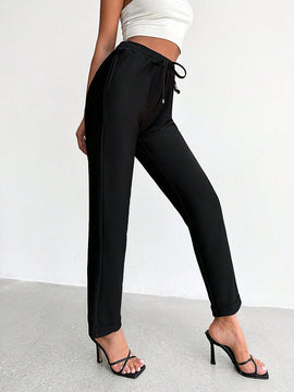 Petite pantalones de cintura con cordon con bolsillo oblicuo