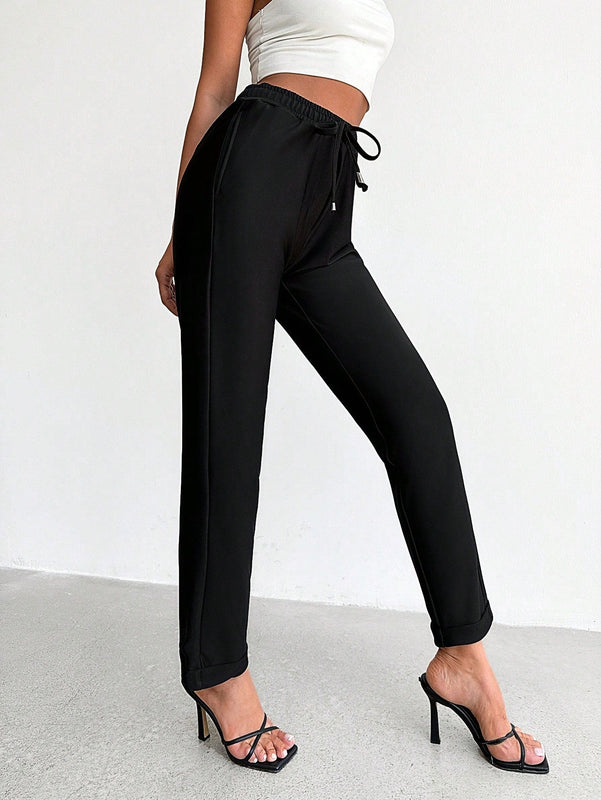 Petite pantalones de cintura con cordon con bolsillo oblicuo