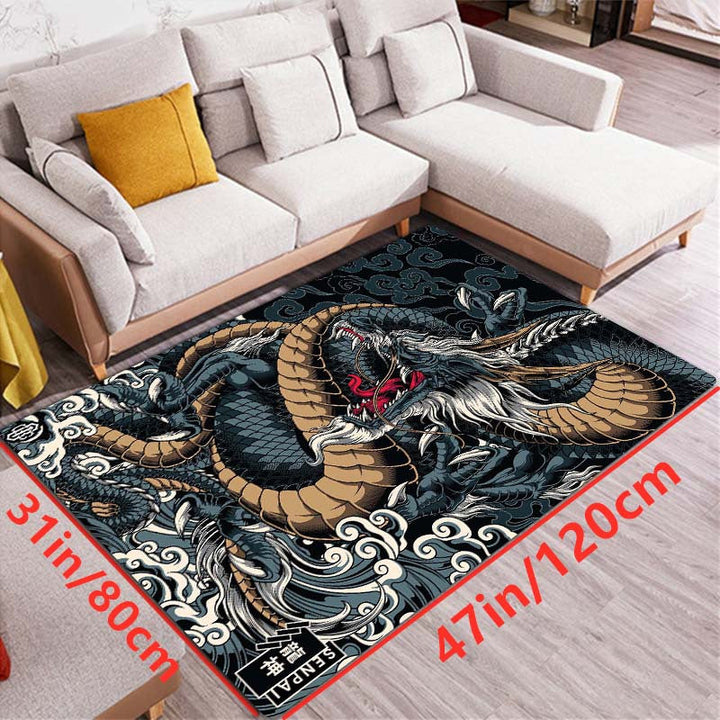 1 Pieza, Alfombra De Decoración De Halloween, Impresión De Arte De Dragón, Alfombra Con Patrón De Animales Antideslizante, Lavable Para Sala De Estar, Dormitorio Y Pasillo, Alfombra De Decoración Para El Hogar