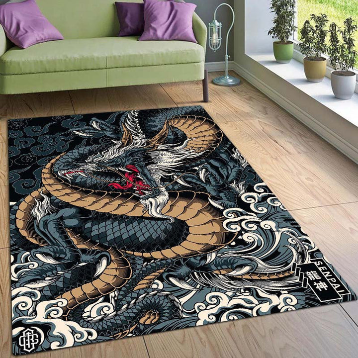 1 Pieza, Alfombra De Decoración De Halloween, Impresión De Arte De Dragón, Alfombra Con Patrón De Animales Antideslizante, Lavable Para Sala De Estar, Dormitorio Y Pasillo, Alfombra De Decoración Para El Hogar