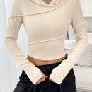 Ezwear sudadera con capucha unicolor crop