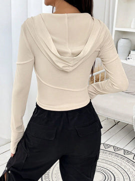 Ezwear sudadera con capucha unicolor crop
