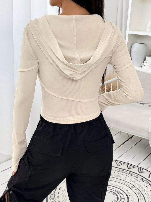 Ezwear sudadera con capucha unicolor crop